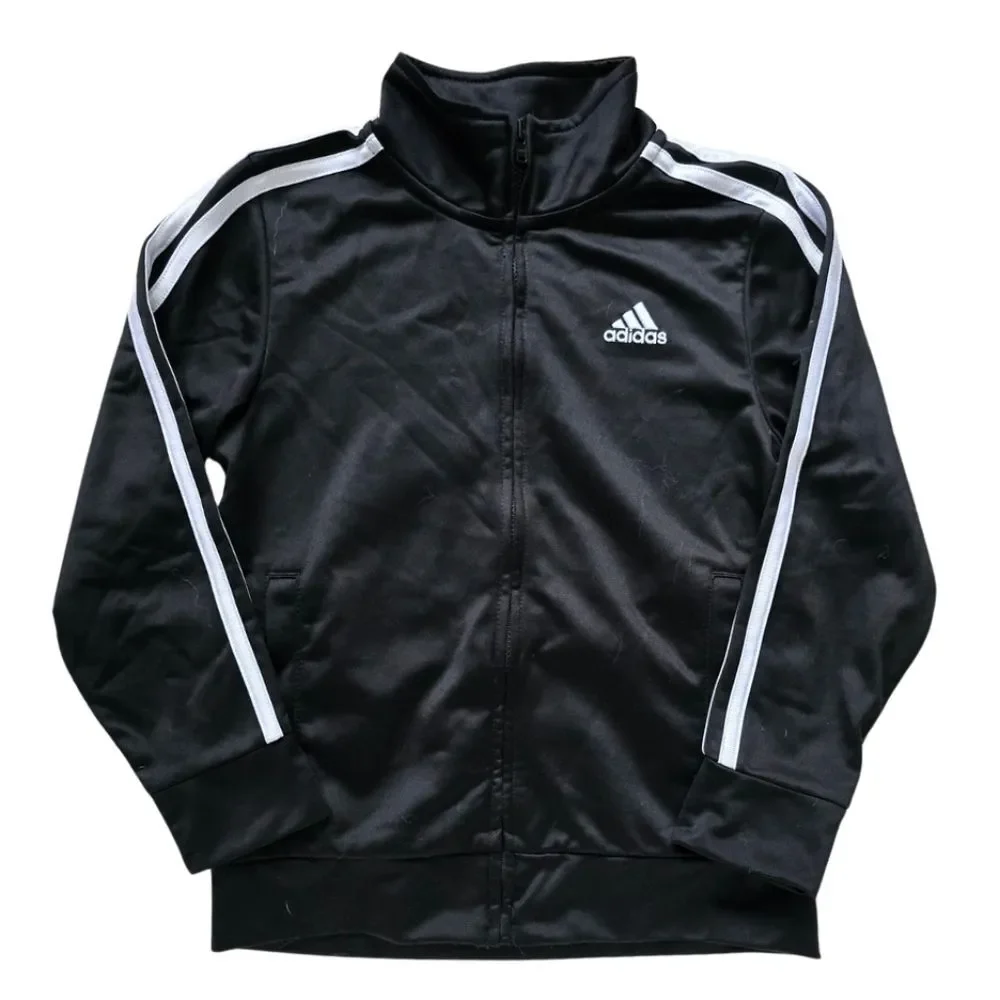 Adidas athletic black track jacket zip up size 5 boys